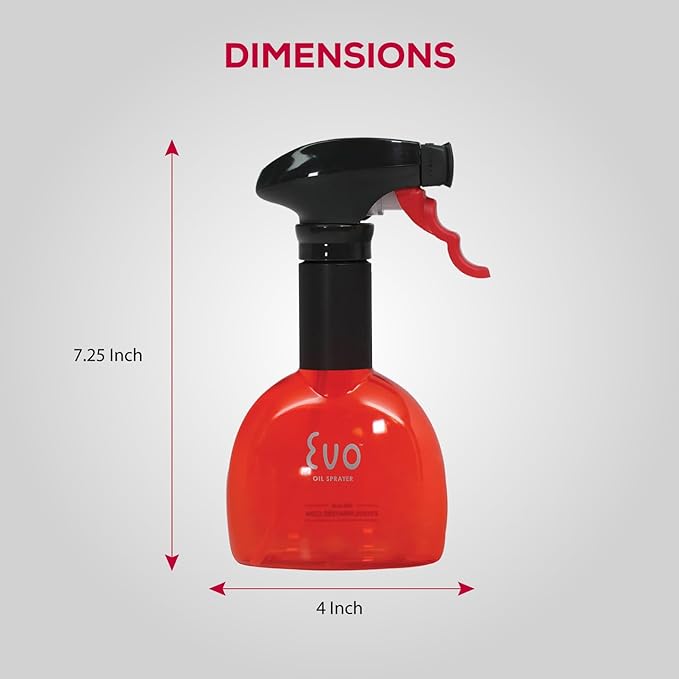 Evo Oil Sprayer Minis, Non-Aerosol for Olive, Cooking Oils, and Vinegars, Red, 8-Ounce Capacity, Set of 2
