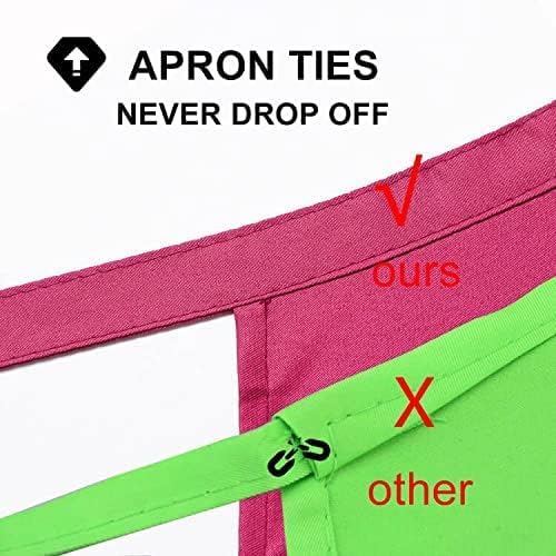 Pink Plain Bib Aprons Bulk for Women Men Adult with 2 Front Pockets (Hot Pink,15pcs), 60x70cm