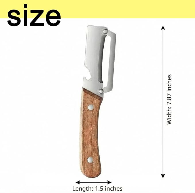 Multifunctional Premium Vegetable Peeler with Wooden Handle, Stainless Steel Blade & Bottle Opener, Non-Slip Kitchen Tool for Fruit, Apple, Potato, Pumpkin, Papaya, Zucchini (2pcs)