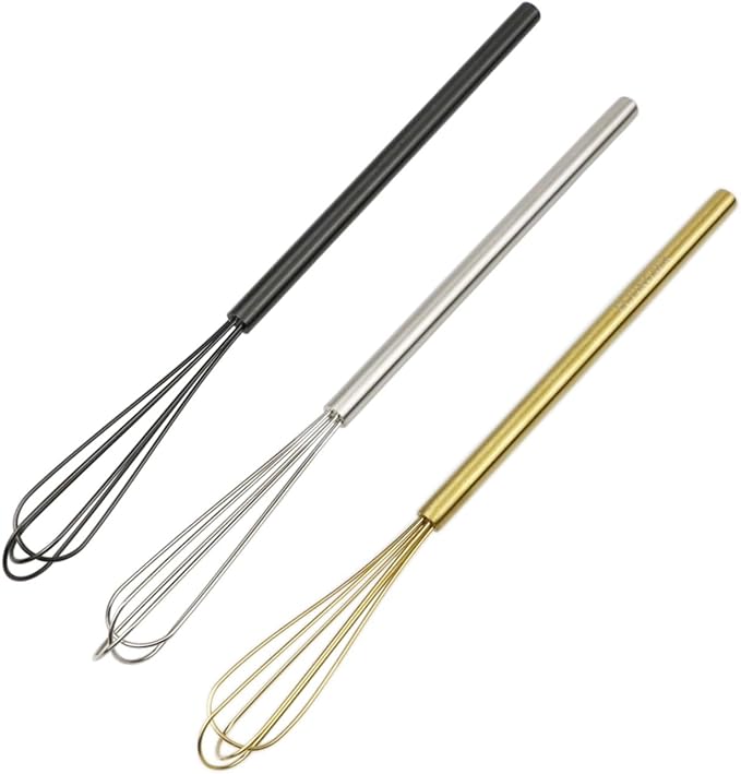 FLYINGSEA whisk,Mini whisks,small wisk,whisks for cooking,Whisk stainless steel,Cooking and Kitchen Gadget.Golden.1 Pcs