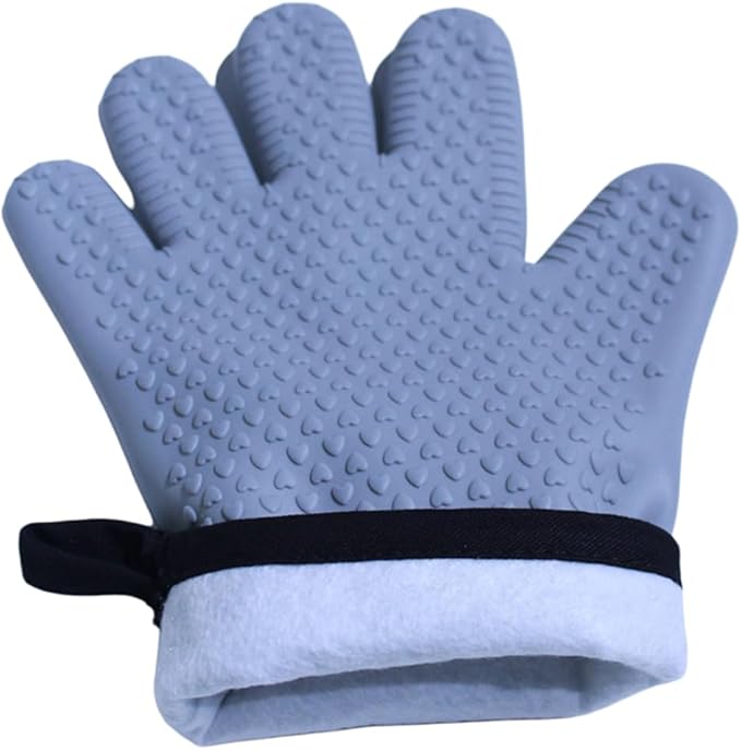 Extra Long Heat Resistant Silicone Oven Mitts Set, Non-Slip Cooking Gloves with Quilted Cotton Liner, Flexible Waterproof Pot Holders for Baking, BBQ, Grilling – 2-Pack (Grey)