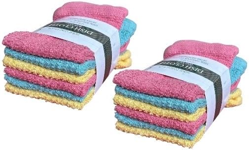 12-Pack, 100% Cotton Ribbed Bar Mops Dish Cloths, Dish Towels, Super Absorbent, Multi-Purpose for Home, Kitchen, and Bar Cleaning. Size: 12 x 12 Inches.
