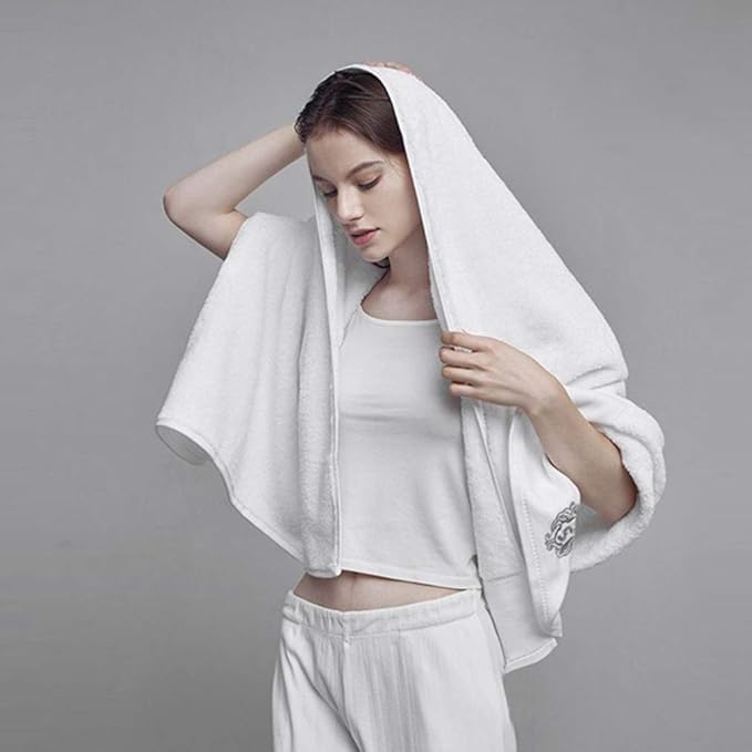 Luxury Bathroom Super Soft and Highly Absorbent Premium 100% Cotton Bath Towel Set for Gifts (White-J)