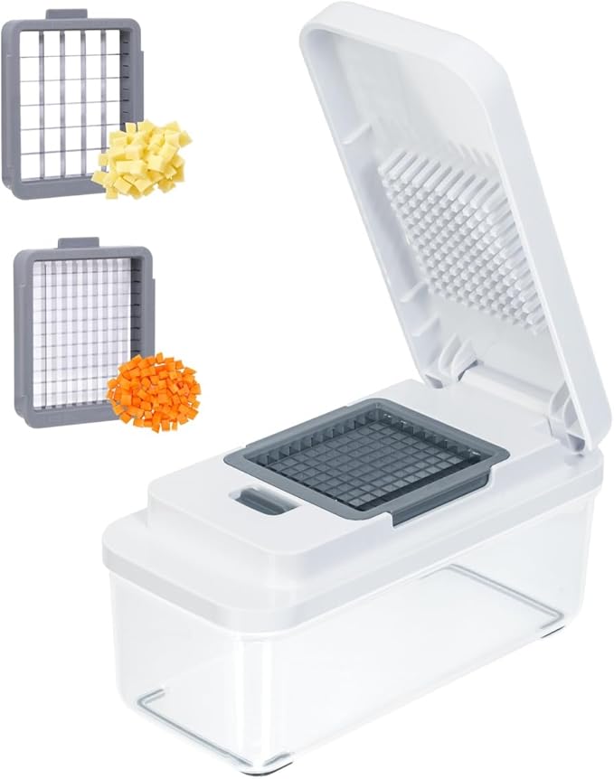 Glad 2-in-1 Vegetable Chopper - 1.8 Quart Food Chopper with 2 Interchangeable Blades (1/4" & 1/2") - Onion Dicer and Veggie Cutter for Meal Prep, Dishwasher Safe Kitchen Gadget