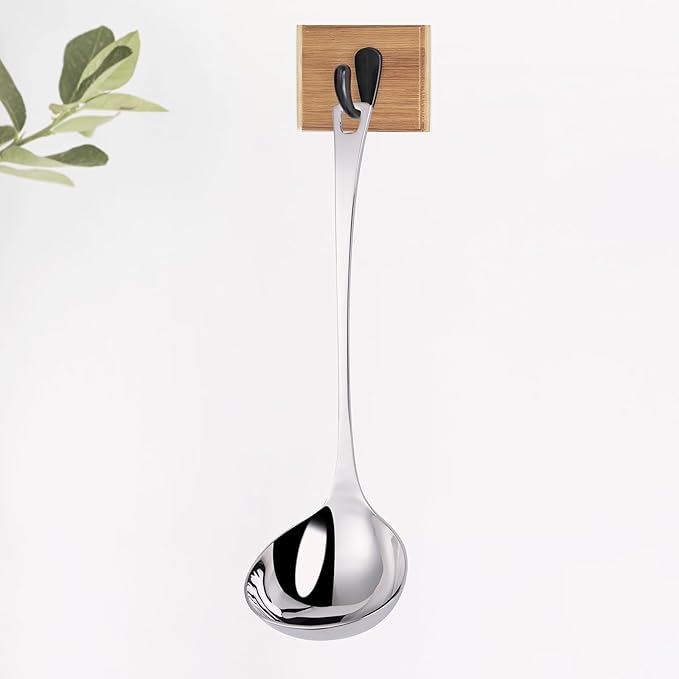 4 oz. Kitchen Ladle 11 Inch Soup Ladle 18/10 Stainless Steel Cooking Ladle Kitchen Accessories for Stirring Portioning and Serving Soups Gravy Sauces Chili Stew and More(silver)