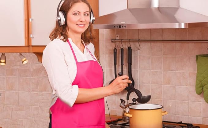 Pink Plain Bib Aprons Bulk for Women Men Adult with 2 Front Pockets (Hot Pink,15pcs), 60x70cm