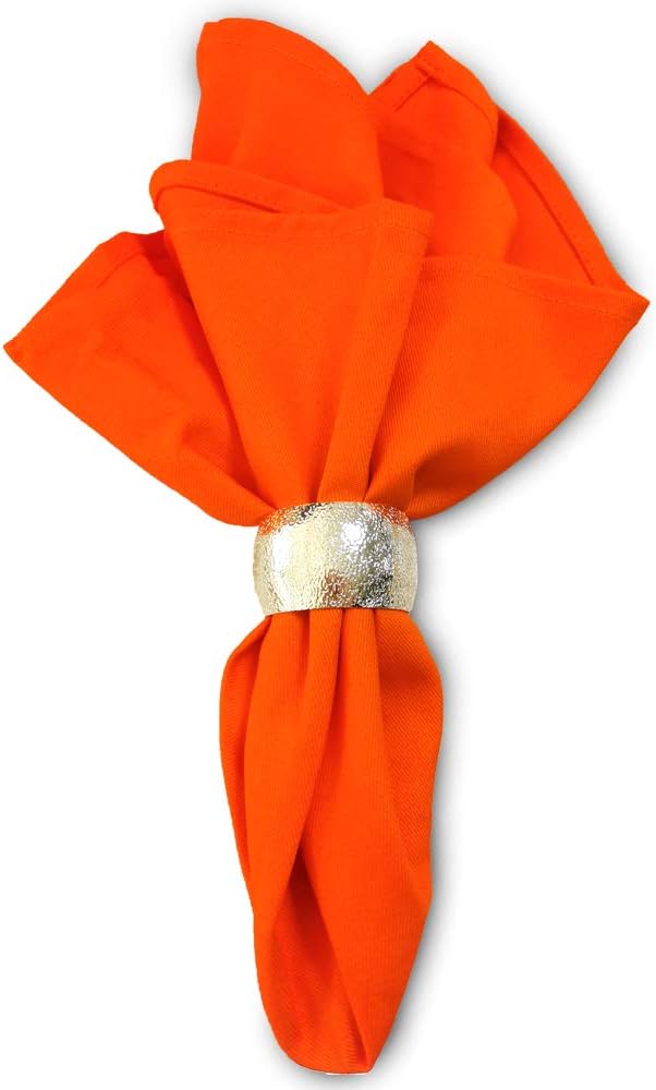 Fall Cloth Napkins Set of 6, 100% Cotton Orange Napkins Washable Reusable, Auntum Napkins for Thanksgiving Halloween Holiday Dinner Table Everyday Use (Orange)