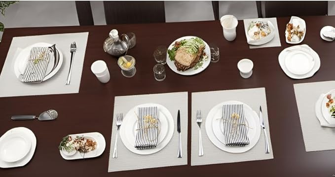 Plain Striped Cotton Linen Blended Dinner Cloth Napkins - Set of 12 (40 x 30 cm) - for Events & Home Use (Black)
