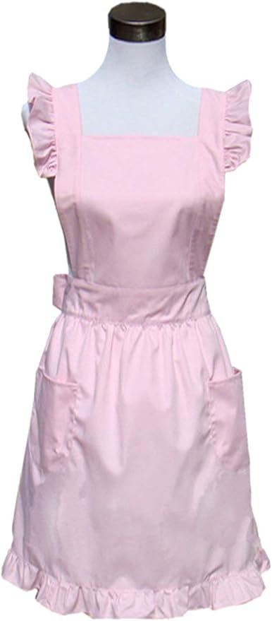 Hyzrz Cute Lovely Cotton Retro Kitchen Cooking Aprons for Women Girls Vintage Baking Apron with Pockets for Mother Gift