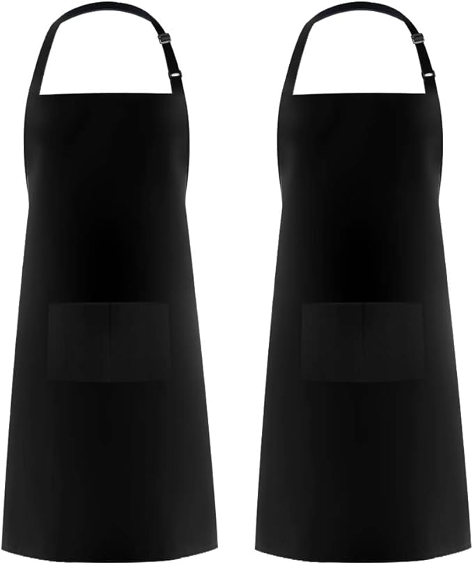 Syntus Apron for Men Women, Adjustable Cooking Kitchen Chef Aprons with 2 Pockets, Cotton/Polycotton/Polyester