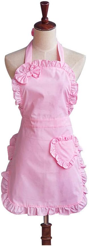 Love Potato Cute Girls Bowknot Lady's Kitchen Restaurant Women's Cake Apron Fashion Funny Aprons for Christmas Gift (Pink)