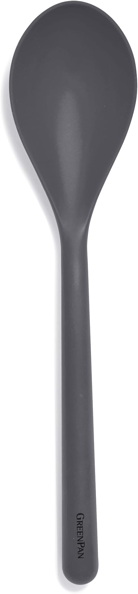 GreenPan Silicone Solid Spoon, Mixing Stirring Serving, Cooking Kitchen Utensil, Flexible Rubber Nonstick Cookware, Rigid Steel Core, Heat-Resistant, Anti-Slip Handle, BPA-Free, Dishwasher Safe, Gray