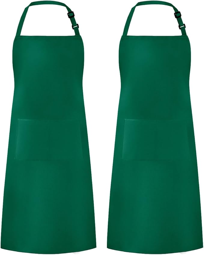 Syntus Apron for Men Women, Adjustable Cooking Kitchen Chef Aprons with 2 Pockets, Cotton/Polycotton/Polyester