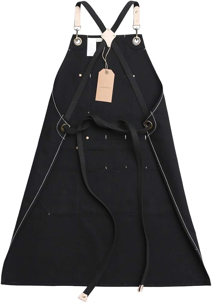 Jeanerlor Work Apron Durable Tool Aprons for Women and Men Cross-Back Straps
