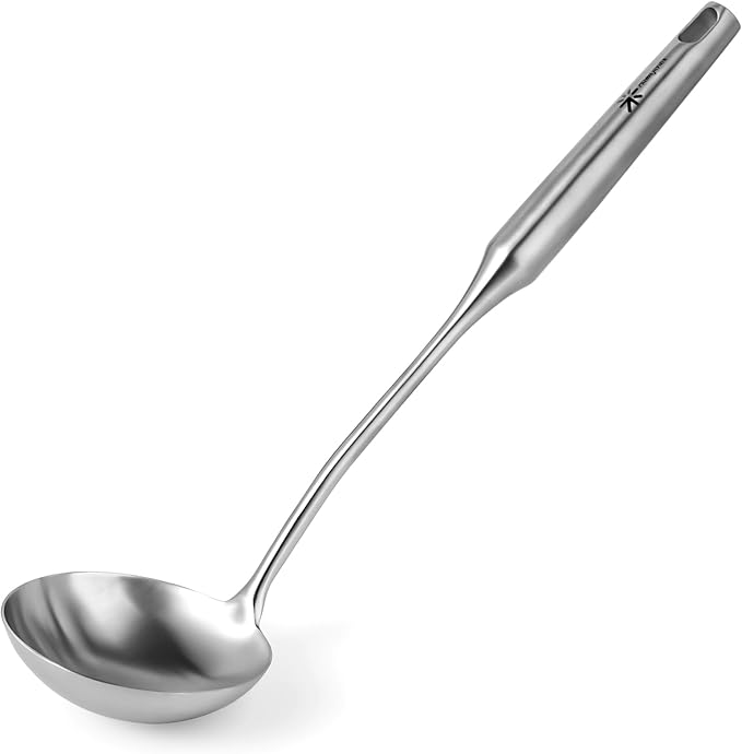 Soup Ladle - 18/10 Stainless Steel Ladle Spoon，13.8" Large Durable Metal Ladel for Serving or Cooking, Stirring, Wok & Soup, Professional Heavy Duty kitchen Utensils, Christmas gifts