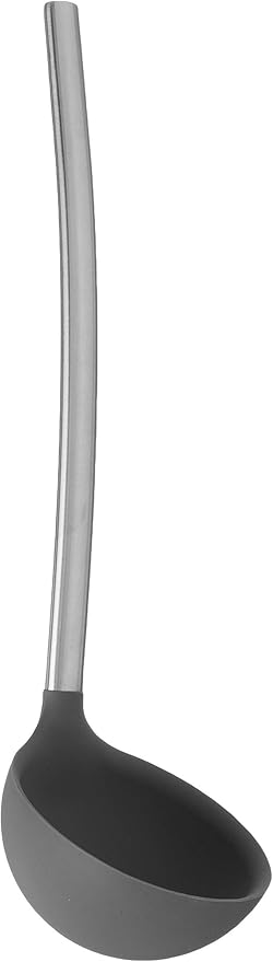 Tovolo Silicone Ladle With Stainless Steel Handle Deep Soup Ladle for Cooking Canning Serving Soup Punch Stew Sauce, Large Kitchen Utensil Spoon Dishwasher Safe BPA Free Silicone Charcoal Gray