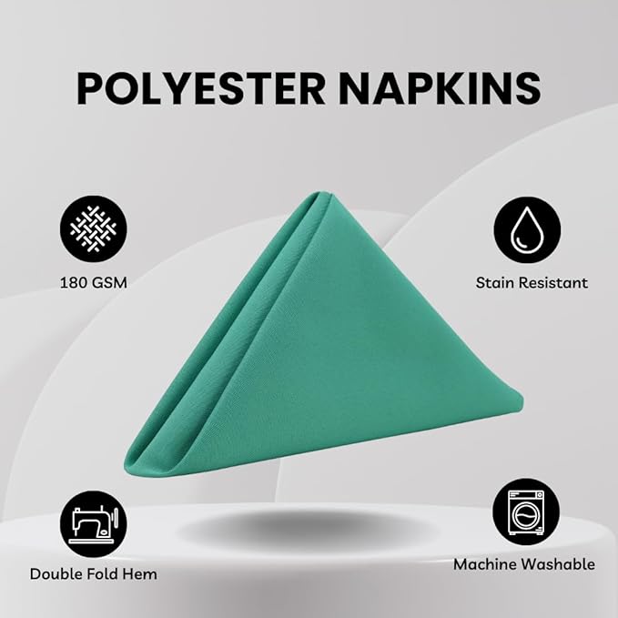 Your Chair Covers Cloth Polyester Napkins, 20 x 20 Inch, Washable Dinner Fabric Linen Napkins with Hemmed Edges for Restaurant, Wedding and Holiday Pack of 10 (Teal)