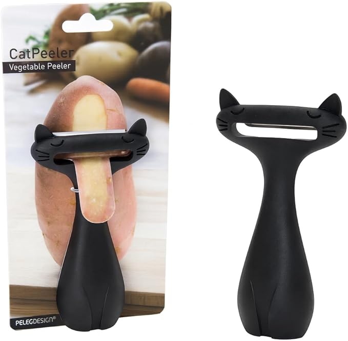 Peleg Design CatPeeler Cute Vegetable Peeler, Cat Design Peeler for Potato Carrot Fruit, Kitchen Utensil Décor (Black)