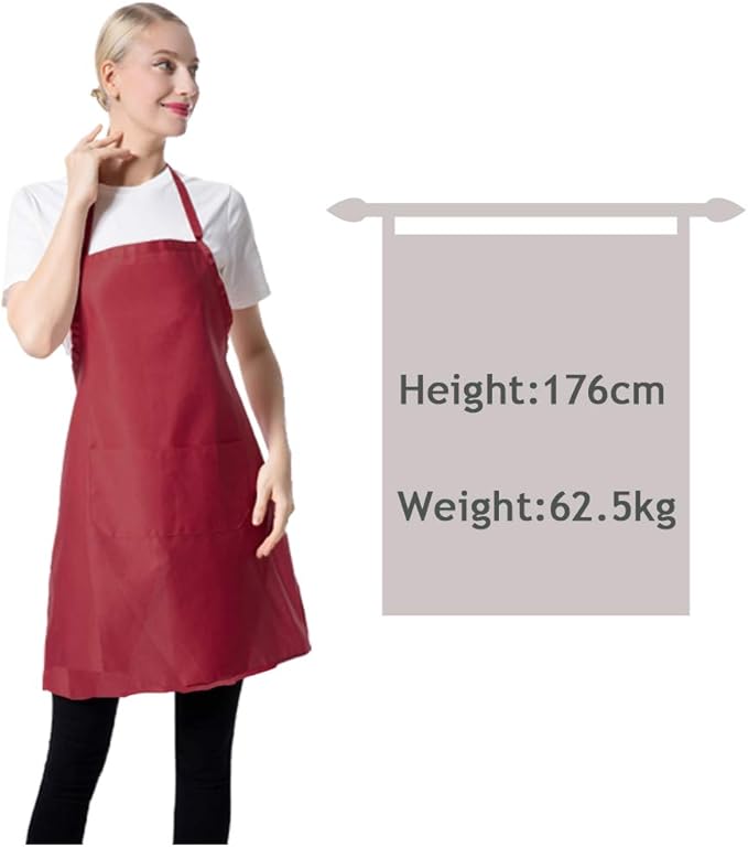 Total 15 PCS Deep Red Plain Deep Red Bib Apron for Women Men Adult with 2 Front Pockets-Painting Baking Cooking Kitchen Apron for Women Girls-(Wine,15pcs)