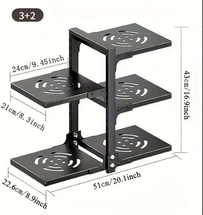 adjustable Pot and Pan Organizer for Cabinets - Heavy Duty No Drill Storage Rack, Fits 20 Inch Deep Shelves, Space Saving Under Shelf Design (each layer Max Load 15lbs)