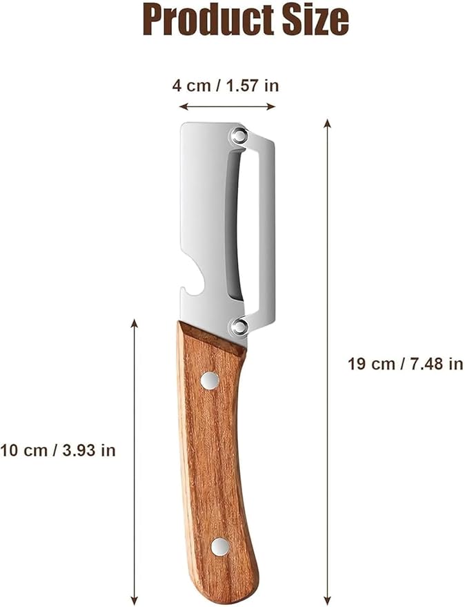 Premium Vegetable Peeler with Wooden Handle and Bottle Opener: 2-in-1 Stainless Steel Kitchen Tool for Fruit Apple Potato Pumpkin Papaya (1 PCS)