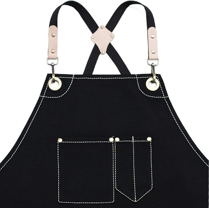 Jeanerlor Work Apron Durable Tool Aprons for Women and Men Cross-Back Straps