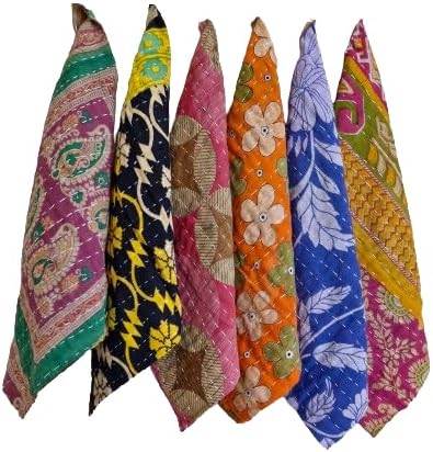 Payalrugs Kitchen Towels Mixed Assorted Set of 5 Vintage Floral Kantha Cotton Kitchen Towels, 20x25 Inches, Multicolour