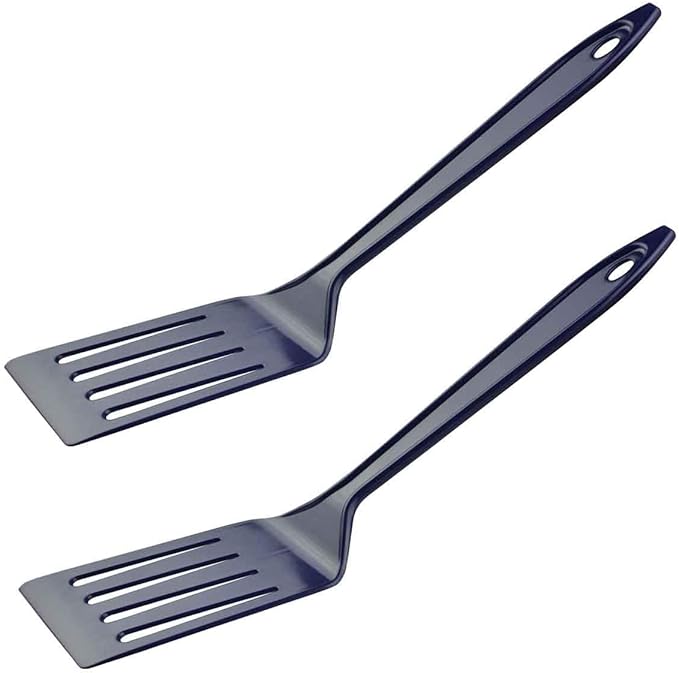 Hutzler 11-inch LOPOL Reinforced Nylon Slotted Spatula Turner, Set of 2 (Blue)