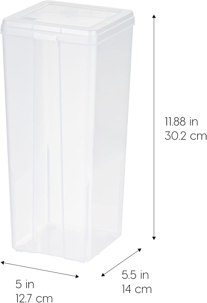 IRIS USA Food Storage Containers with Flip-Top Lid, 3.9 Qt - 4 Pack, Clear Stackable Food Containers for Kitchen & Pantry Organization, BPA-Free, Food Grade Plastic For Flour, Sugar, Dry Food, Grain