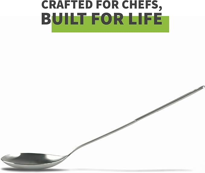 TECHEF ChefCore 304 Stainless Steel Cooking Spoon with Ergonomic Handle, One-Piece Unibody Design, Rustproof & Heat Resistant, 10.5" Serving Utensil – Made in Korea