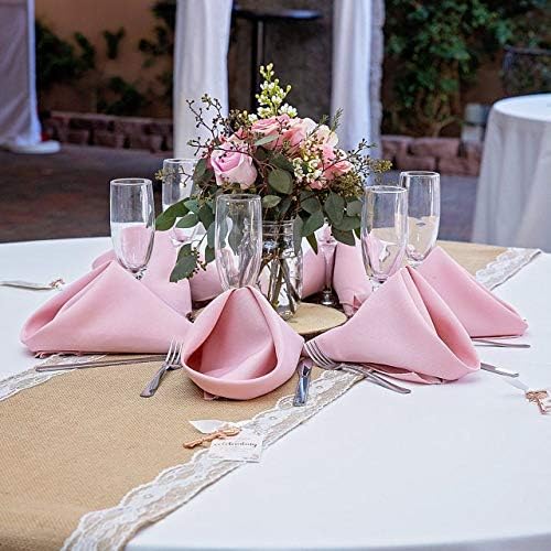 Your Chair Covers Cloth Polyester Napkins, 20 x 20 Inch, Washable Dinner Fabric Linen Napkins with Hemmed Edges for Restaurant, Wedding and Holiday Pack of 10 (Pink)