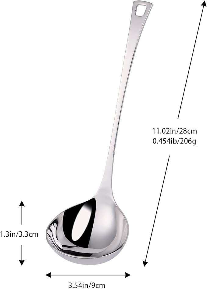 4 oz. Kitchen Ladle 11 Inch Soup Ladle 18/10 Stainless Steel Cooking Ladle Kitchen Accessories for Stirring Portioning and Serving Soups Gravy Sauces Chili Stew and More(silver)