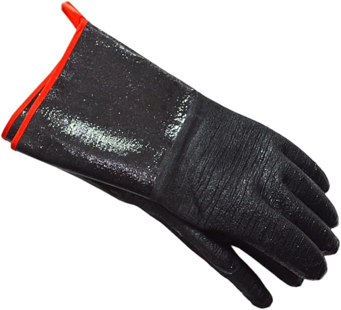Luxshiny Heat-Resistant Waterproof Neoprene Oven Gloves for BBQ Grilling, Oil and Steam Protection Kitchen Gloves, Black Thermal Protective Mitts for Cooking and Baking