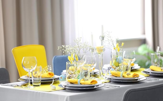 Jasmine Yellow Cloth Napkins 100% Cotton Set of 6, Spring Napkins, Easter Table Decortaions for Dinner Soft Comfortable and Reusable 18"x18"