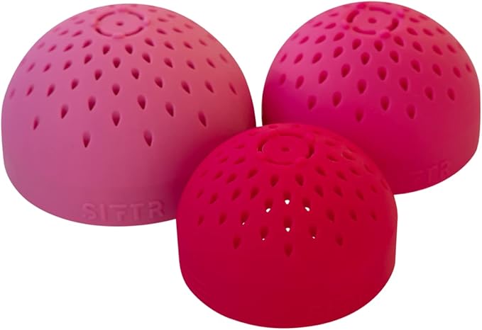 (PINK) Nesting Can Strainer Mini Colander Set - Space Saving Small Colanders and Strainers - Multi Use Kitchen Gadget - Silicone Can Strainer