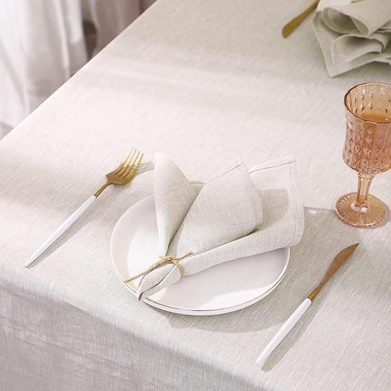 Simple&Opulence Textured Tablecloth 100% Linen Table Cloth, Kitchen Dinning Tabletop Decoration, for Outdoor and Indoor Use (Basic Linen, 54"×72")