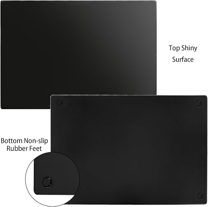 Hacaroa 4 Pack Tempered Glass Cutting Board for Kitchen Counter, Black Chopping Boards with Rubber Feet, Rectangle Non-Slip Countertop Protector, Heat Resistant, Shatter Resistant, 2 Sizes