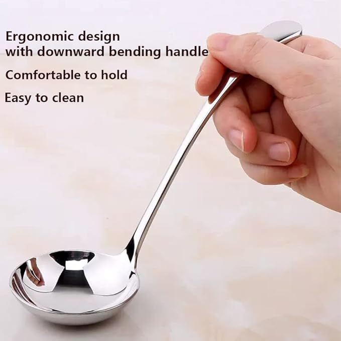 7.9-Inch Silver Small Ladle,Pack of 2,Premium 18/10 Stainless Steel,Ideal for Serving Gravy,Sauce,Soup