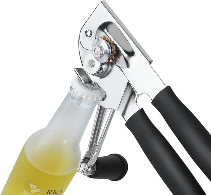 Manual Can Opener,Easy-Grip Hand Crank Can Opener for Seniors & Arthritis - Ergonomic Manual Opener, Heavy Duty for Large Cans, Safe & Comfortable Use at Home or Restaurant