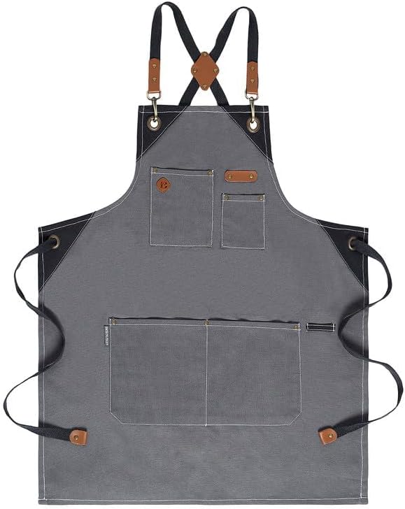 Chef Apron, Recycled Cotton Kitchen Apron with an Adjustable Neck with Long Ties, for cooking, baking