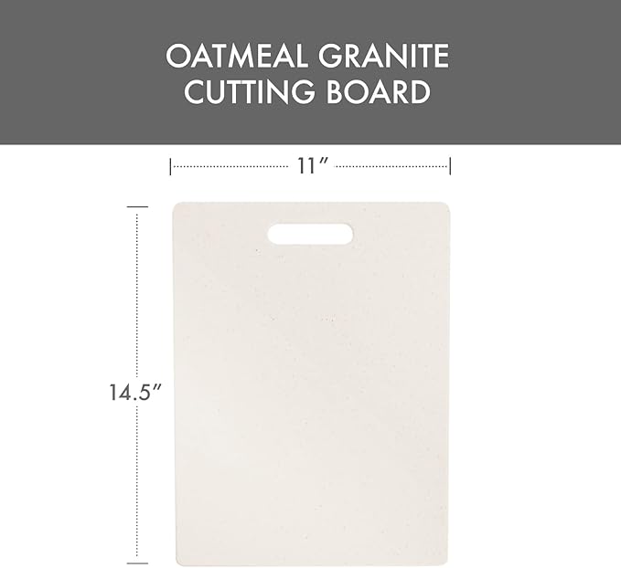 Dexas Superboard Cutting Board with Handle 11 x 14.5 inch Oatmeal Granite, Kitchen Prep Board, Dishwasher Safe, Non-Porous Poly Surface, Made in USA
