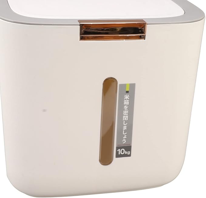 Pssopp 22.lb Rice Storage Container, Food Storage Container with Lid and Measuring Cup Moistureproof Cereal Grain Storage Box for Beans Grain Flour and Pet Food (Light Gray)