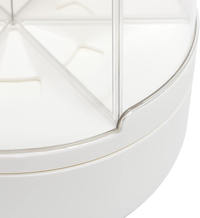 360° Rotating Grain Dispenser With 6 Grids, 13.2lbs Large Capacity Grain Dispenser Rotating Kitchen Storage Containers With Sealed Lid For Peanut Barley Millet And Cereal (White, 14.3 lbs)