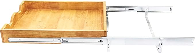 DINDON 1 Tier Pull Out Cabinet Organizer (17"W x 21"D) Single Tier Heavy Duty Slide Out Wood Drawer Under Cabinet Shelf Organization Storage