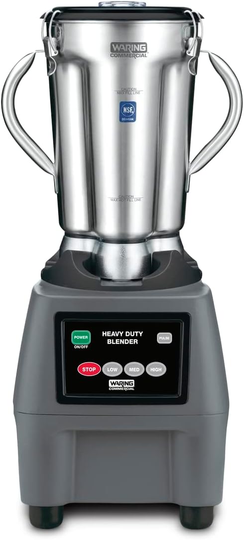 Waring Commercial CB15 Ultra Heavy Duty 3.75 HP Blender, Electric Touchpad Controls with Stainless Steel 1 Gallon Container, 120V, 5-15 Phase Plug,Black