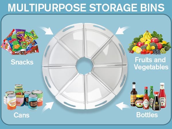 Lazy Susan Organizer for 26"- 28" Diameter Clear Corner Cabinet Storage Bins, Plastic Kitchen Corner Organizer with Handle 1/8 Wedge, Food Safe BPA Free (8 Pack)