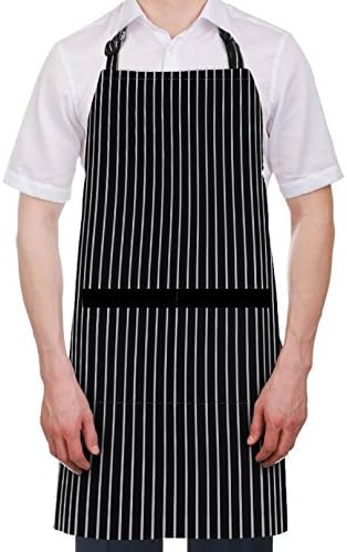 Syntus Apron for Men Women, Adjustable Cooking Kitchen Chef Aprons with 2 Pockets, Cotton/Polycotton/Polyester