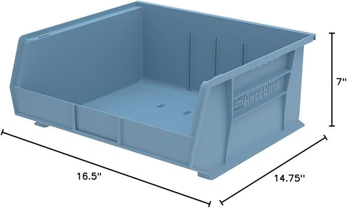Akro-Mils 30250 AkroBins Plastic Storage Bins - Hanging Stacking Containers, 15x16x7-Inch, Light Blue (6-Pack)