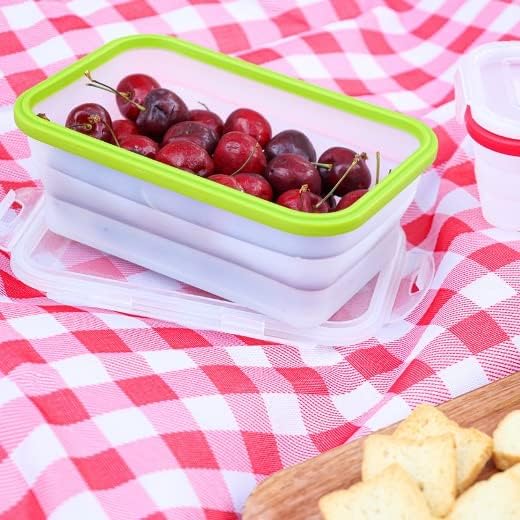 ECOBERI Collapsible Silicone Food Storage Containers, BPA Free, Microwave, Freezer and Dishwasher Safe, Lunch, Meal Prep, Travel, Space-Saving