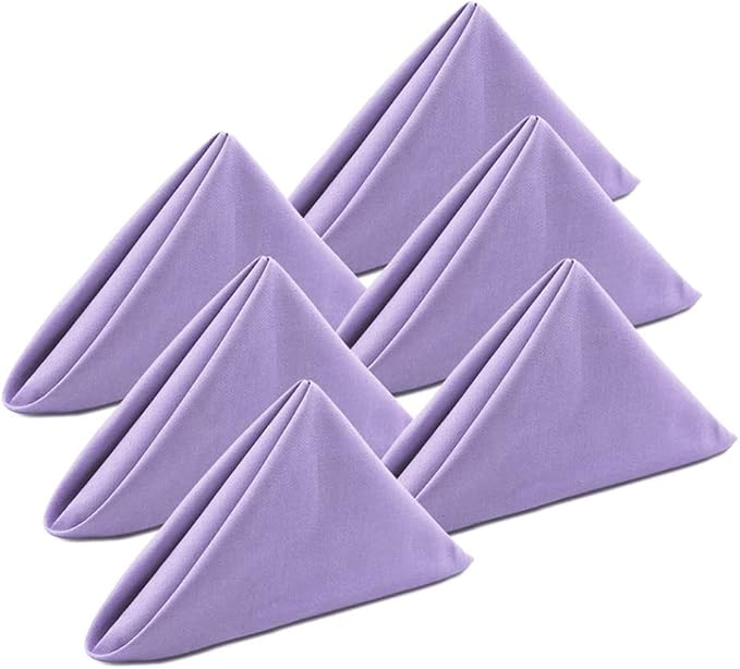 Lavender Cloth Napkins Set of 6,Cotton Napkins 18x18 Inch,Light Purple Table Napkins for Spring Table Decorations,Thick,Reusable,Easy Care (Lavender)